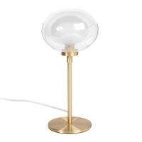 lampara de mesa de acero dorado y cristal alt 32 cm