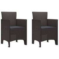 sillas de jardin con cojines 2 uds marron de poliratan cfw474349