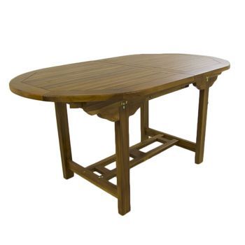 Mesa De Jardín Extensible 160 A 210 Cm De Madera Teca, Madera Teca Grado A, Ovalada, Medidas 160 A 210x90x77 Cm, Tratamiento Al Agua Aplicado, Mesa Para Terraza De Teka, Mesa Extensible Teka