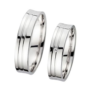Alianzas oro blanco con diamante ancho 5 mm