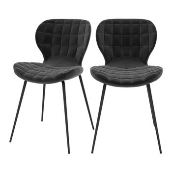 Set de 2 sillas de terciopelo negro 75 cm