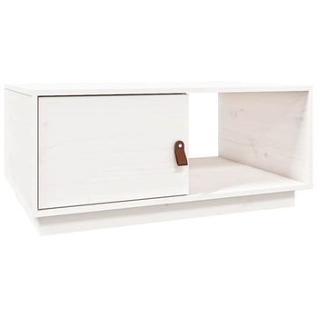 Mesa De Café - Mesa De Centro De Madera Maciza De Pino Blanco 80x50x35,5 Cm