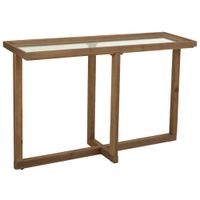 recibidor-consola de madera y cristal marron 120x33x75