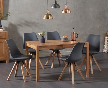 Oxford 120cm Solid Oak Dining Table with Oscar Square Leg Faux Leather Chairs