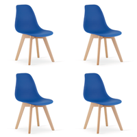 set de 4 silla de comedor polipropileno valora kito asiento ergonomico azul