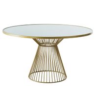 mesa de comedor redonda de vidrio blanqueado para 6 personas d140 cm