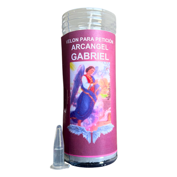 THE BUBBLE SHOP - Velón del Arcángel Gabriel para Guía, Auxilio y Fuerza | Velón de Petición con Aceite Litúrgico y Oración de 3 Días de Duración Aproximada.
