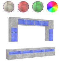 muebles de tv de pared con luces led 8 piezas gris hormigon vidaxl