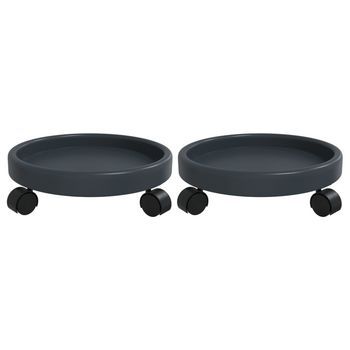 Soporte Para Plantas Con Ruedas 2 Uds Gris Diámetro 34 Cm 35 Kg Vidaxl