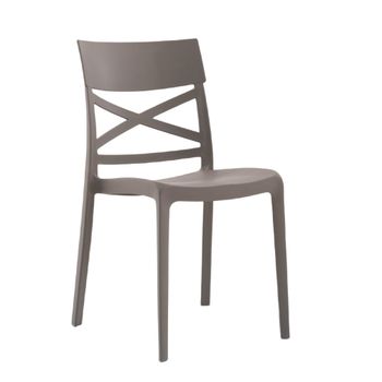 Conjunto de 6 sillas de resina para interior o exterior gris tórtola