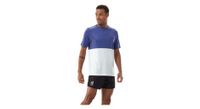 camiseta de manga corta compressport performance azul blanca para hombre