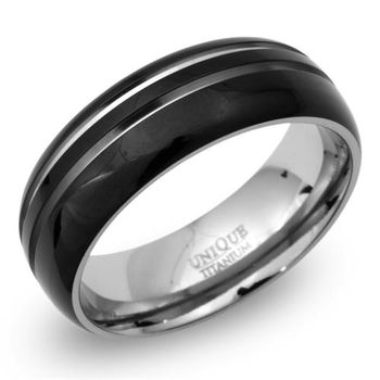 Anillo de titanio ennegrecido (IBP) con ranuras brillantes