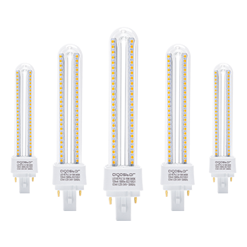 Aigostar Pack de 5 Bombilla PLC 2U, tubo de 15W Maiz G24, Blanco Cálido 3000K, 1620lm, No regulable