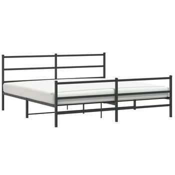 Cama Matrimonial | Cama Para Adultos | Estructura De Cama Con Cabecero Y Estribo Metal Negro 183x213cm