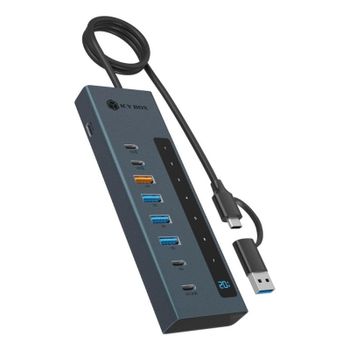 Hub ICY BOX 9 puertos 10 Gbps IB-HUB1743-CPD 100 W aluminio azul