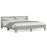 cama matrimonial  cama para adultos  cama con cabecero madera de ingenieria gris sonoma 180x200 cm
