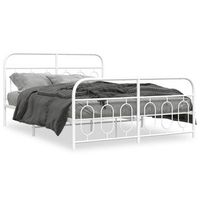 cama doble  cama para adultos  estructura cama metal con cabecero y estribo blanco 150x200 cm
