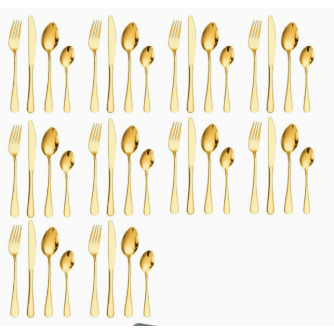 Juego De Cubiertos Dorados De Estilo Occidental De 40 Piezas, Para 10 Personas, Cubiertos De Acero Inoxidable Para Carne, Juego Grande Para El Hogar.