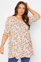 bump it up maternity blusa blanca floral busto fruncido mujer curvy y tallas grandes bump it up