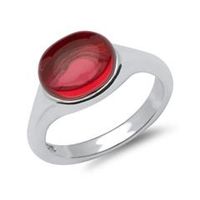 anillo de plata 925 pulida con piedra de cristal rojo