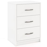 costway mesita de noche de 3 cajones mesa de noche moderna con almacenamiento compacta con kit antivuelco mesa auxiliar para salon dormitorio blanco