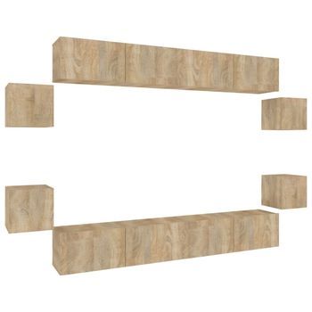 Set De Muebles Para Tv 8 Piezas Madera Contrachapada Roble Sonoma