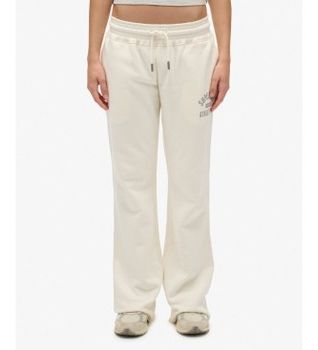 Superdry para mujer. W7011278A Pantalón Jogger Athletic Flare blanco roto (XL), Casual, Algodón