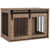 pawhut jaula jaula para perros interiores puerta deslizante metal efecto madera 57x80x54 cm de ancho   aosom espana