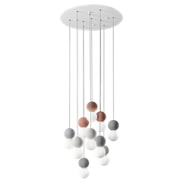 sfera - lampara colgante de 10 luces con esferas de hormigon y cristal opal - 10xg9 max 10x7w diseno moderno ip20 bombillas excluidas