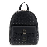 mochila con bolsillo frontal y micro tachuelas black