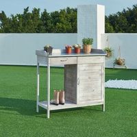 mesa de jardineria aliano abeto 98x48x94cm - gris casapro