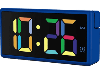 Despertador - Hama Ibiza, Digital, 12/24h, Hora Extragrande, Pantalla Multicolor, Carga Pila/USB, Azul