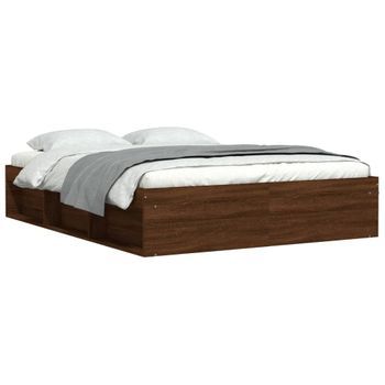 Estructura De Cama Roble Marrón 140x190 Cm Vidaxl