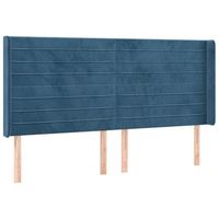 cabecero cama mueble de dormitorio con led de terciopelo oscuro 163 x 16 x 118128 cm azul m020001299