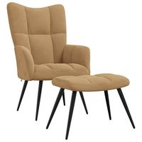sillon lounge de diseno moderno con reposapies en terciopelo marron dec026602
