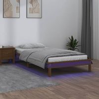 estructura de cama con led madera maciza marron miel 90x200 cm vidaxl