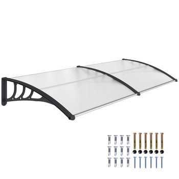 Outsunny Marquesina Exterior Tejadillo de Protección para Puertas y Ventanas contra Sol y Lluvia con Paneles de Policarbonato Blanco   Aosom España