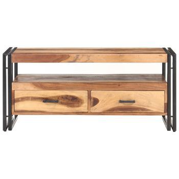 Mesa De Centro 100x55x45 Cm Madera Y Acero - Marrón