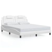 estructura de cama viana sin colchon cuero sintetico blanco 160x200cm vidaxl