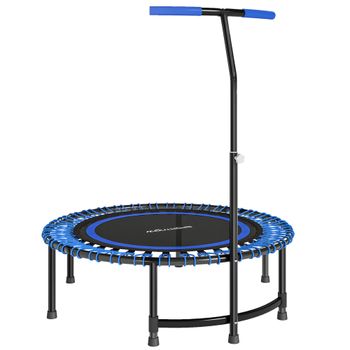 SPORTNOW Trampolín Fitness Ø145 cm con Manillar Ajustable en 5 Posiciones, 36 Cuerdas Bungee y Capacidad 150 kg, Azul
