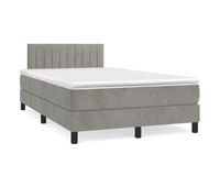 cama box spring con colchon terciopelo gris claro 120x200 cm rayas verticales