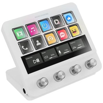 Mars Gaming Msd-pro Control Deck 10 Teclas Lcd 4 Diales Pantalla Táctil Extendida Animada Blanco