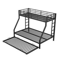 cama litera con cama extraible - escalera a ambos lados - 90x200cm - 140x200cm - negra - sin colchon
