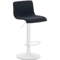 taburete de bar x1 con reposapies giratorio respaldo curvado en tela negra y metal blanco 100004981