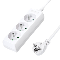 aigostar regleta alargador de 3 enchufes 16a 2p  e con cable de 5 metros e color blanco