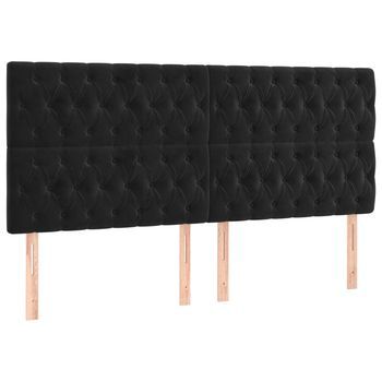Juego De 4 Cabeceros Cama | Panel De Cabecera De Terciopelo Negro 90x7x78/88 Cm