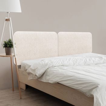 Dhome Cabecero Tapizado Liso Redondeado Tejido Luxury Para Pared Cabeceros Absorbentes Cabezal Cama Dormitorio (ethnic White, 200cm Dual)