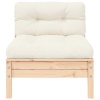 sofa central de jardin  sofa de exterior y cojines madera madera pino crema