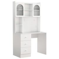 escritorio multifuncional con estanteria 100x55x180cm mesa de estudio con panel perforado y 3 cajones mdf blanco