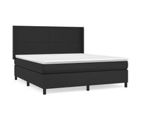 cama box spring con colchon cuero sintetico negro 160x200 cm diseno plano